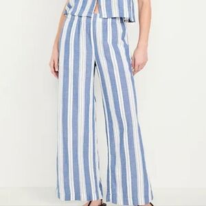 NWT Striped Wide-Leg Linen-Blend Pants 3X Old Navy